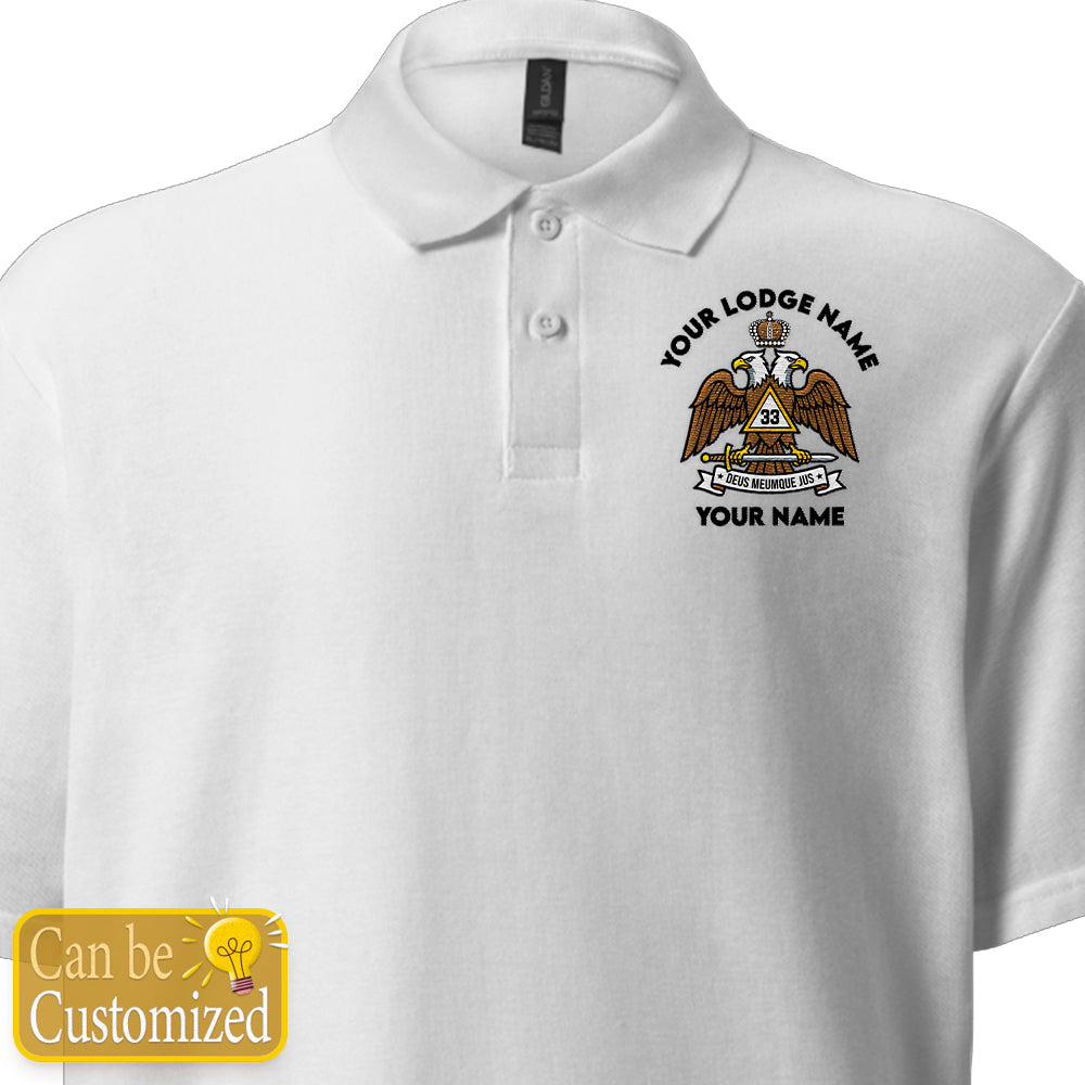 Custom 33rd Degree Scottish Rite Embroidered Polo Shirt