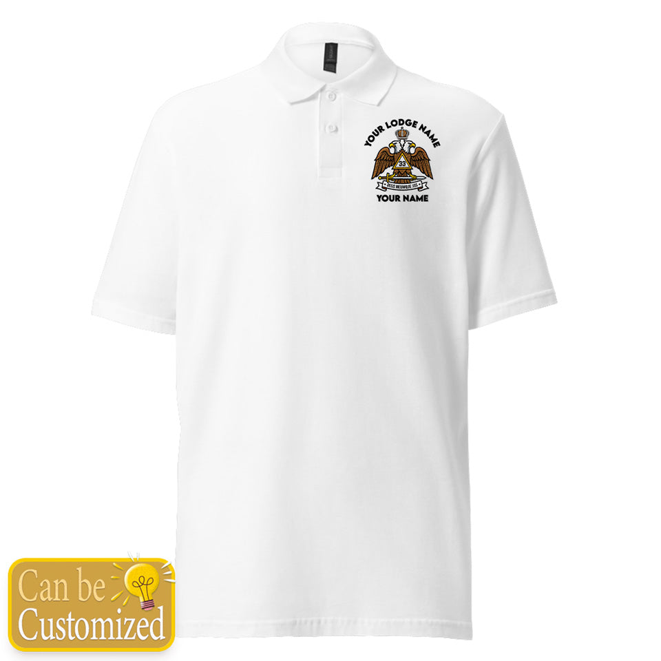Custom 33rd Degree Scottish Rite Embroidered Polo Shirt
