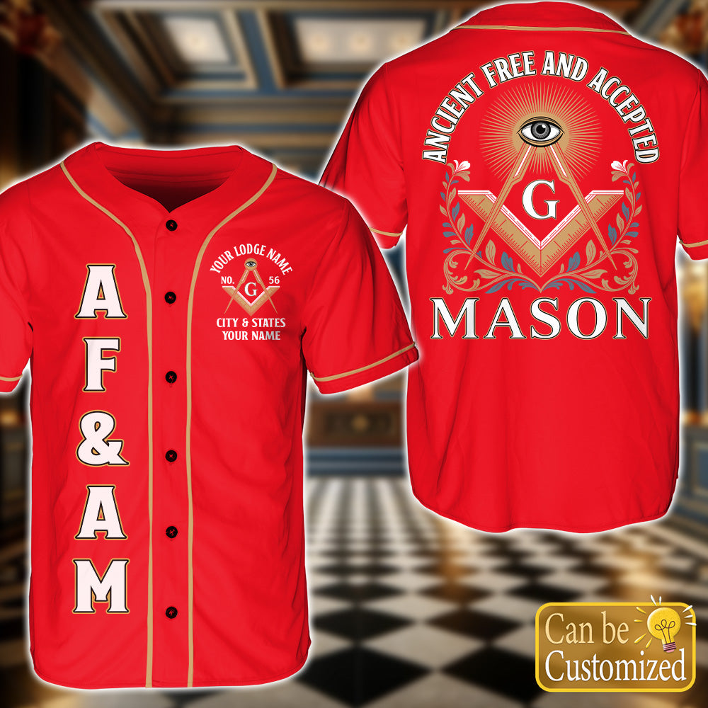 Custom Ancient Free & Accepted Masons Baseball Jersey