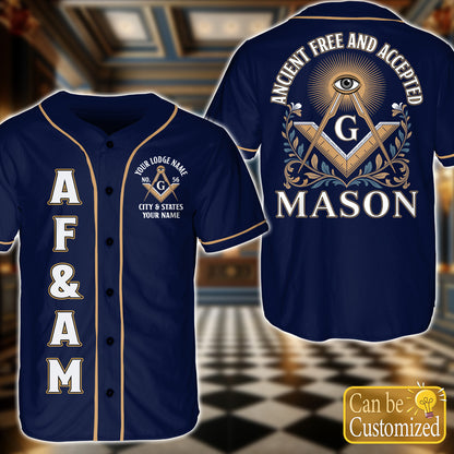 Custom Ancient Free & Accepted Masons Baseball Jersey