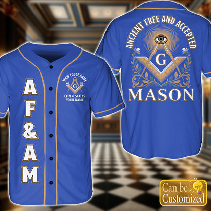 Custom Ancient Free & Accepted Masons Baseball Jersey