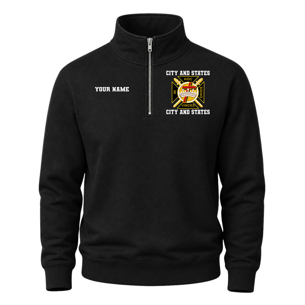 Custom Knights Templar Masonic Embroidered Quarter-Zip Sweatshirt