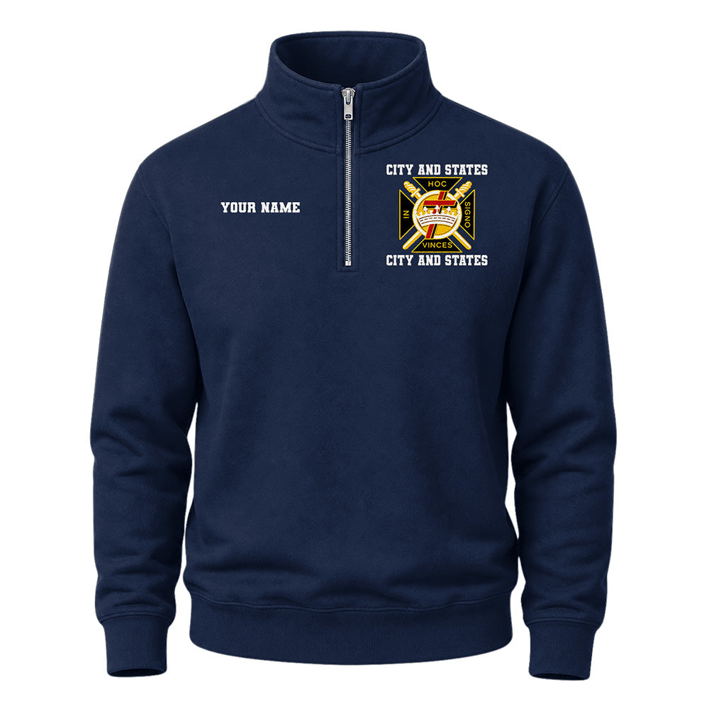 Custom Knights Templar Masonic Embroidered Quarter-Zip Sweatshirt