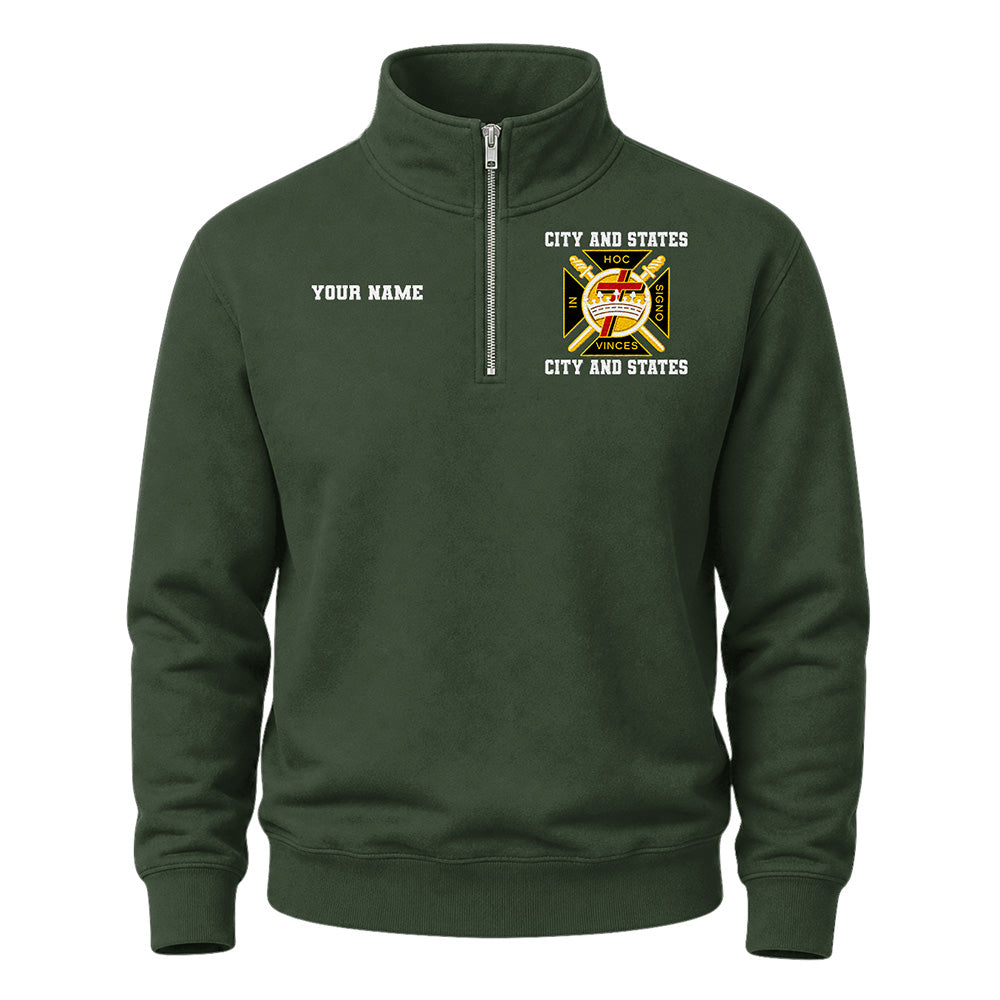 Custom Knights Templar Masonic Embroidered Quarter-Zip Sweatshirt