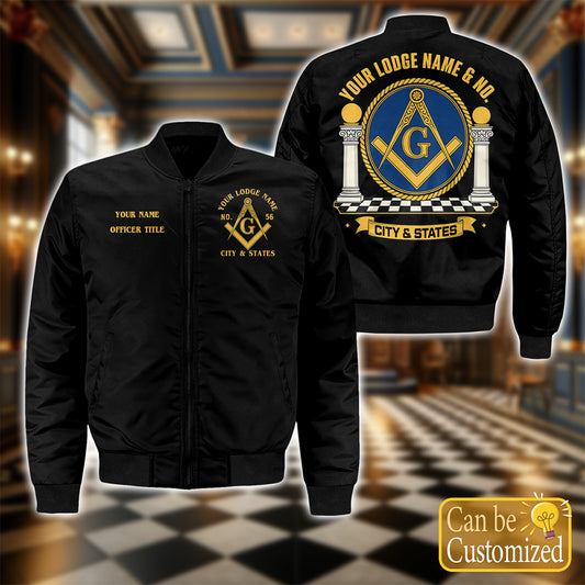 Custom Lodge Name Masonic Bomber Jacket