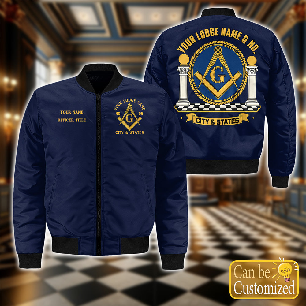 Custom Lodge Name Masonic Bomber Jacket