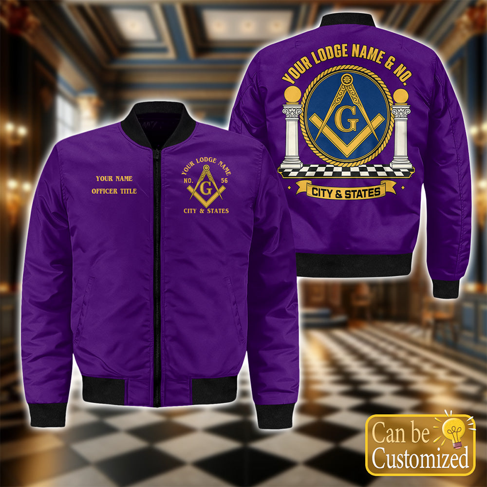 Custom Lodge Name Masonic Bomber Jacket