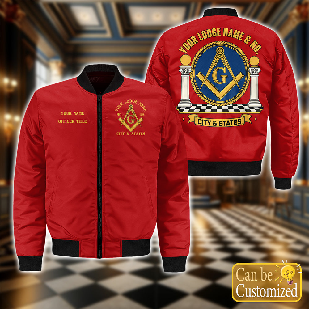 Custom Lodge Name Masonic Bomber Jacket