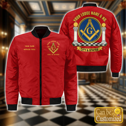 Custom Lodge Name Masonic Bomber Jacket