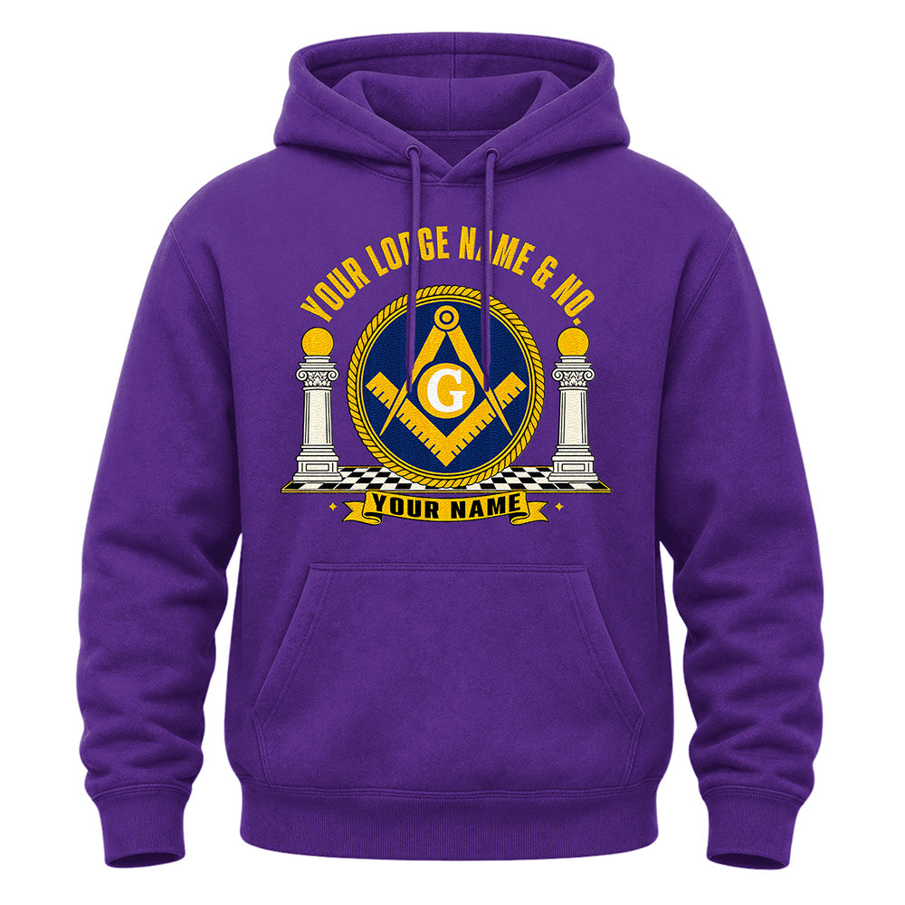 Custom Lodge Name Masonic Hoodie - Embroidered
