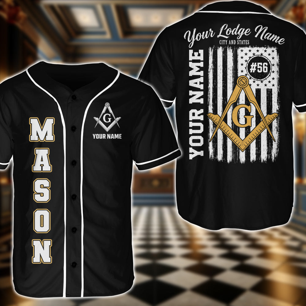 Custom Masonic American Flag Base Ball Jersey