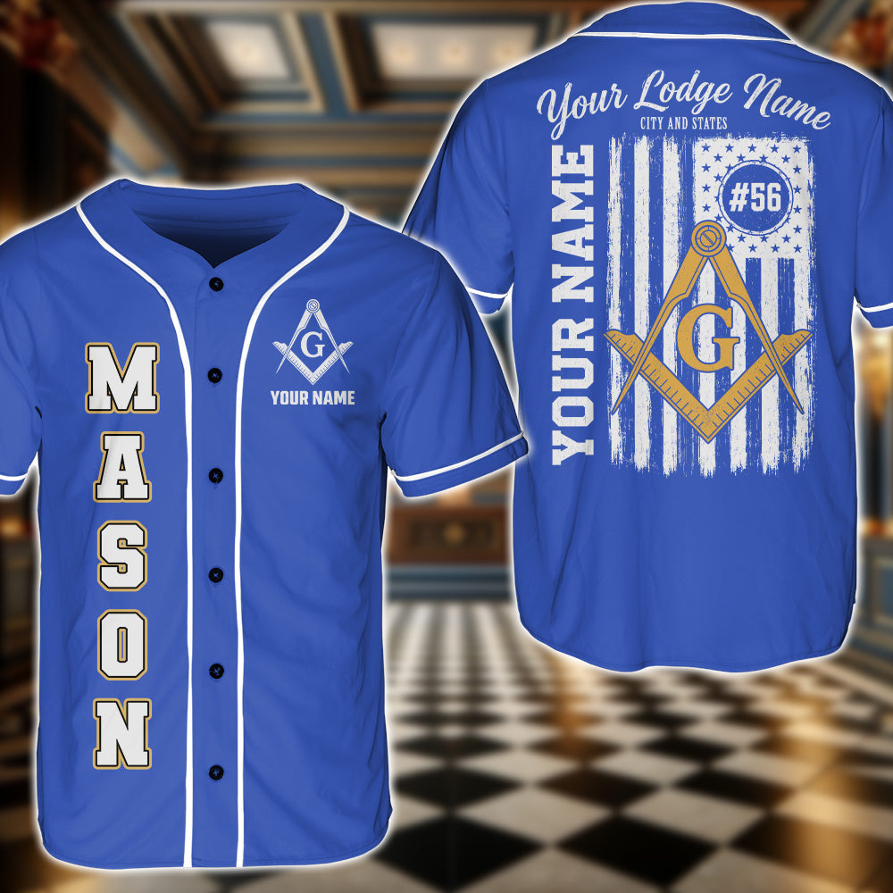 Custom Masonic American Flag Base Ball Jersey