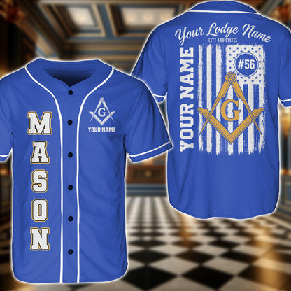 Custom Masonic American Flag Base Ball Jersey