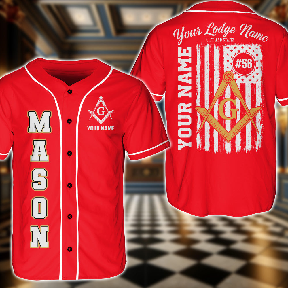 Custom Masonic American Flag Base Ball Jersey