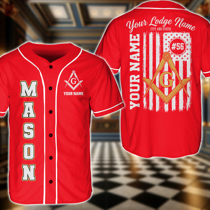 Custom Masonic American Flag Base Ball Jersey