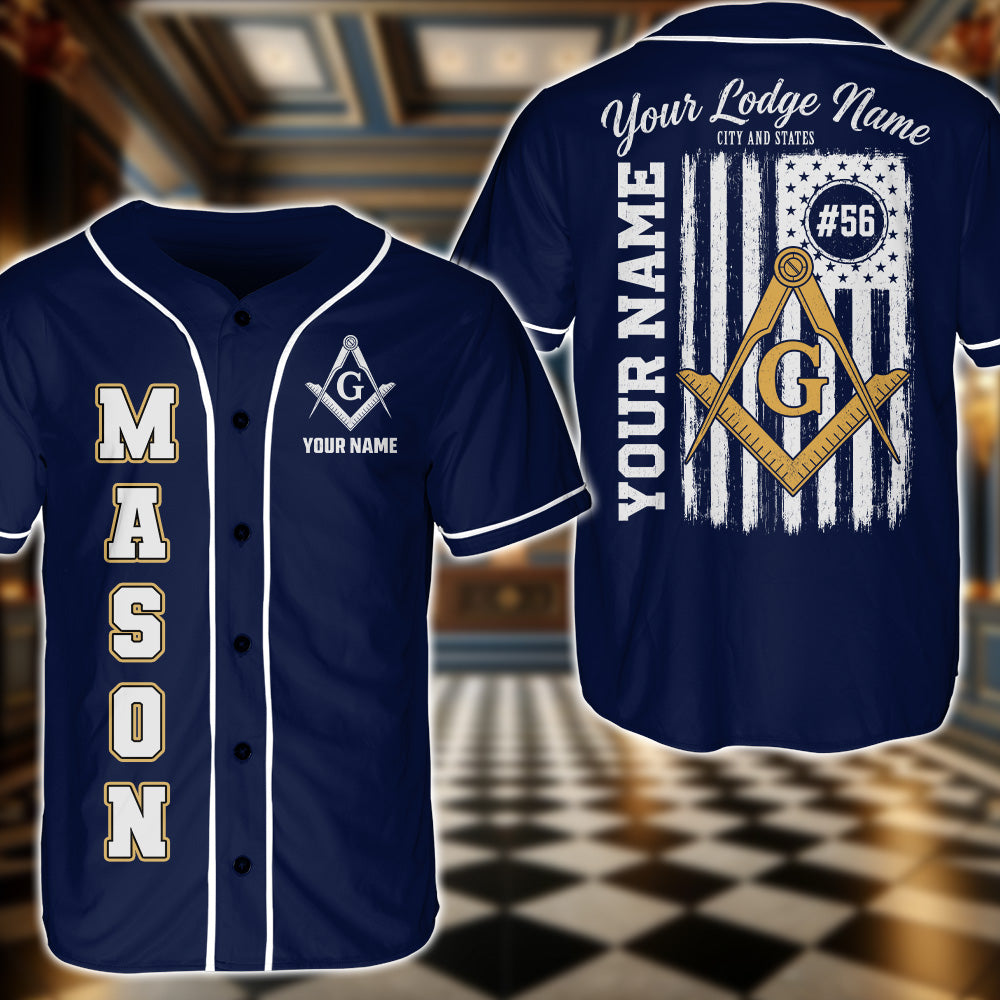 Custom Masonic American Flag Base Ball Jersey