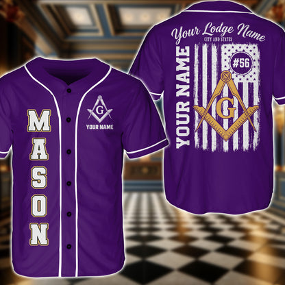 Custom Masonic American Flag Base Ball Jersey