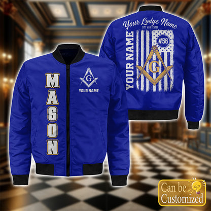 Custom Masonic American Flag Bomber Jacket
