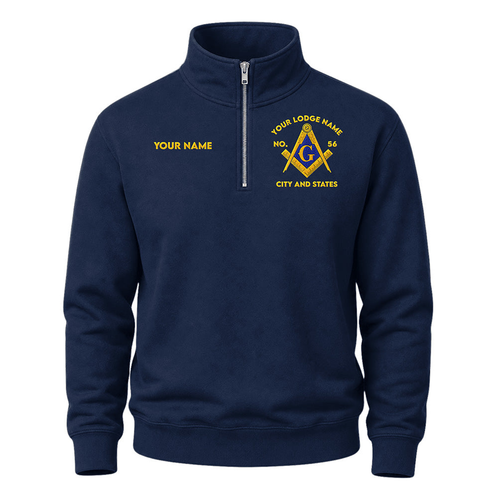 Custom Masonic Embroidered Quarter-Zip Sweatshirt