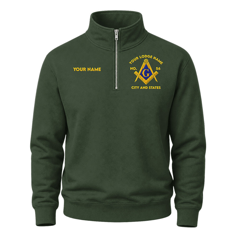 Custom Masonic Embroidered Quarter-Zip Sweatshirt