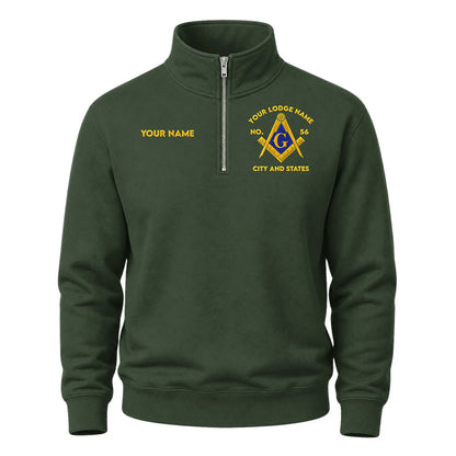 Custom Masonic Embroidered Quarter-Zip Sweatshirt
