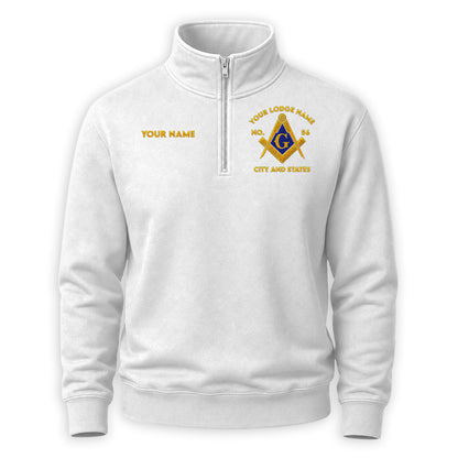Custom Masonic Embroidered Quarter-Zip Sweatshirt
