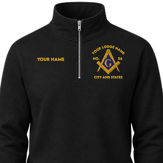 Custom Masonic Embroidered Quarter-Zip Sweatshirt