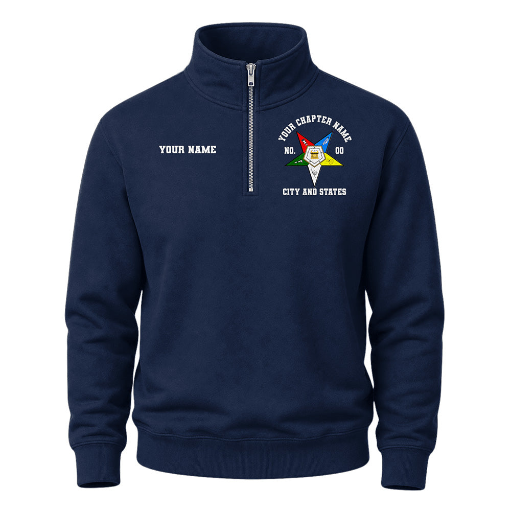 Custom OES Masonic Embroidered Quarter-Zip Sweatshirt
