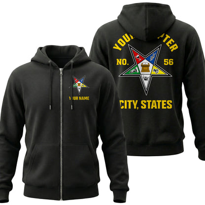 Custom Order Of The Eastern Star Zip Hoodie