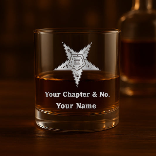 Custom Order Of The Eastern Star Whiskey Glass