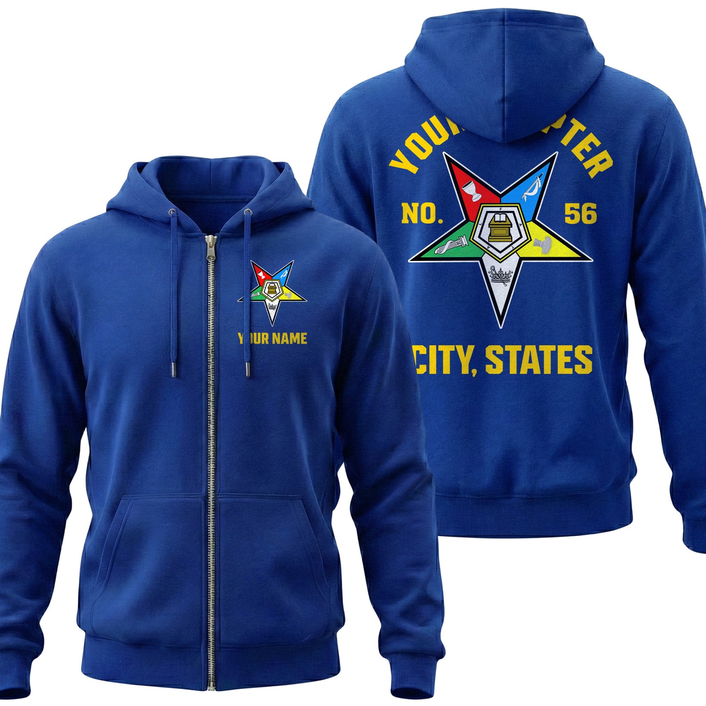 Custom Order Of The Eastern Star Zip Hoodie