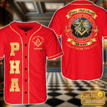 Custom Prince Hall Baseball Jersey