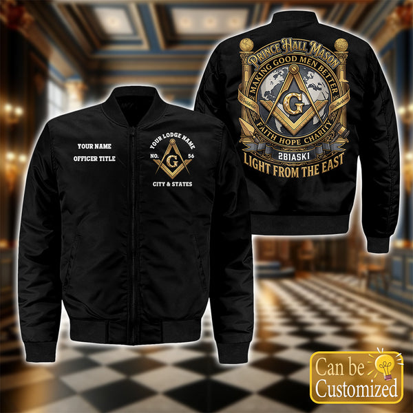 Custom Prince Hall Masonic Bomber Jacket