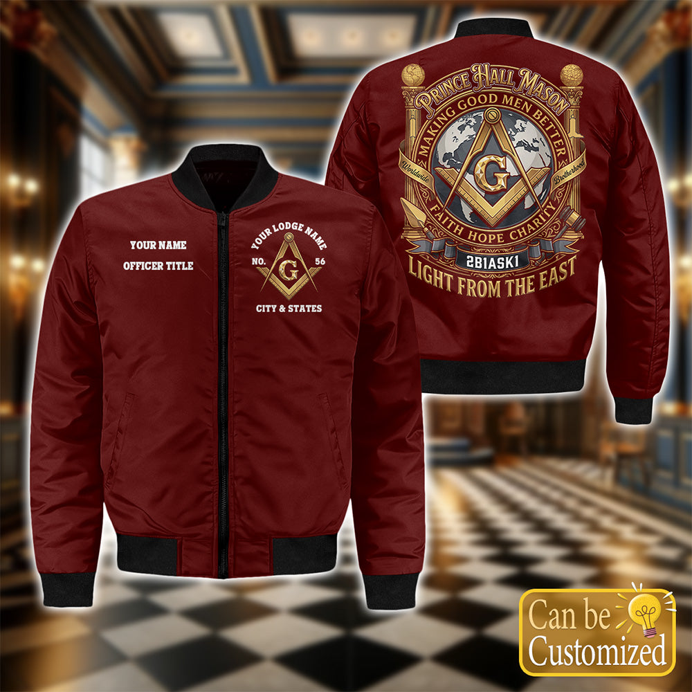Custom Prince Hall Masonic Bomber Jacket
