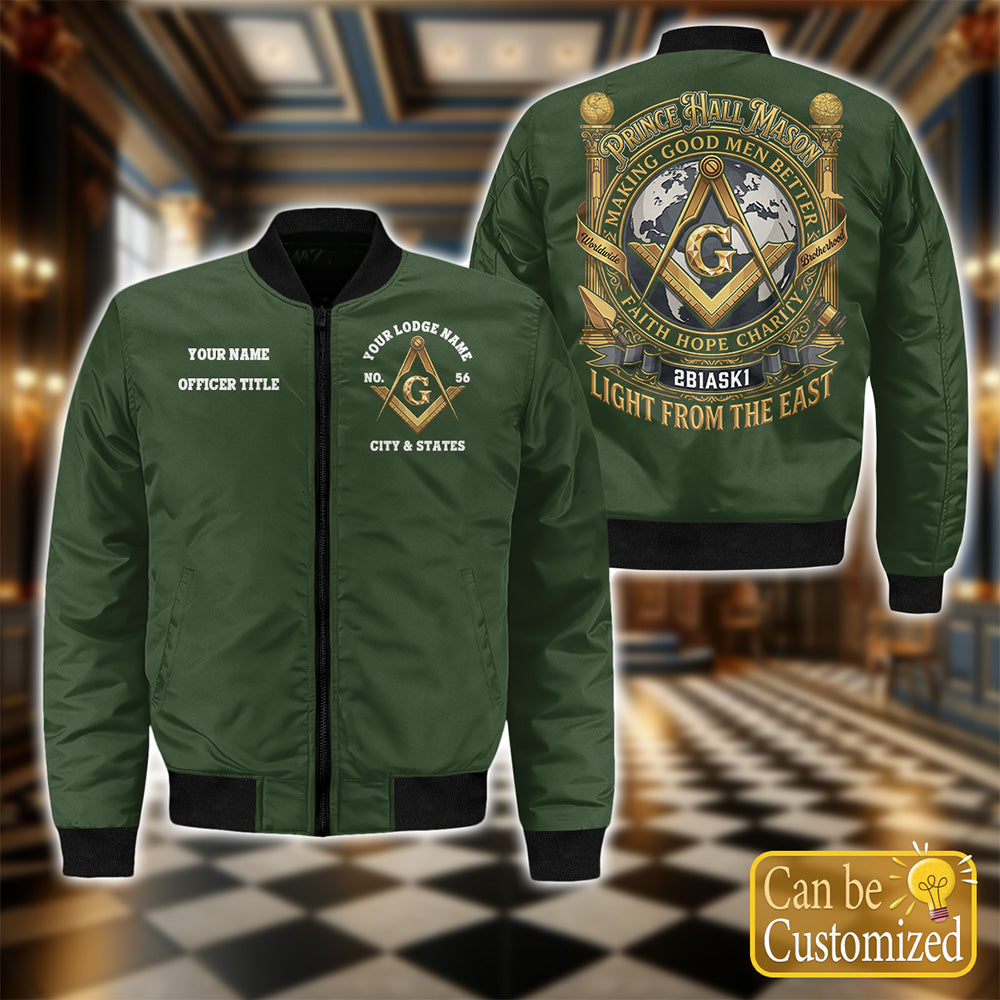 Custom Prince Hall Masonic Bomber Jacket