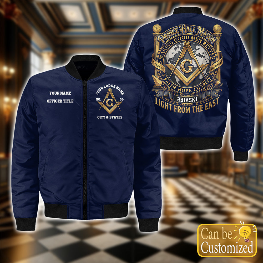 Custom Prince Hall Masonic Bomber Jacket
