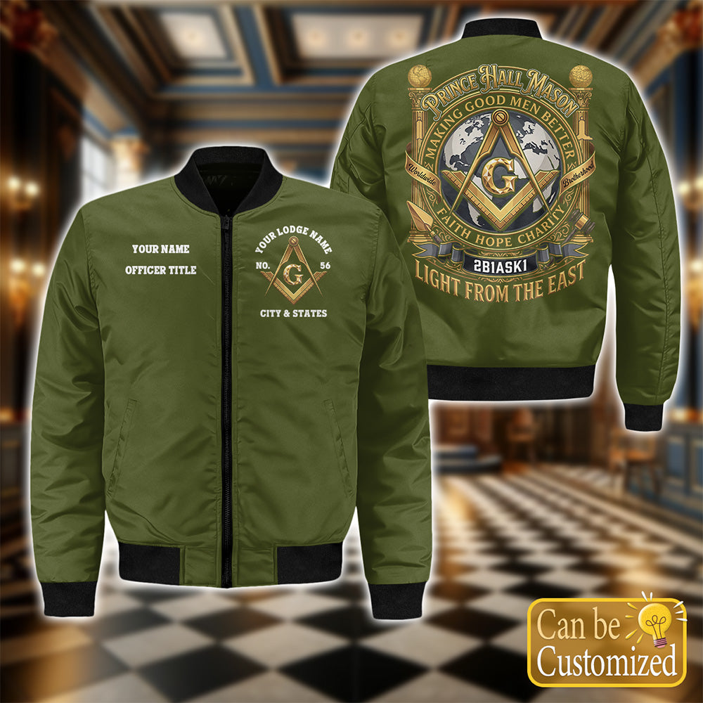 Custom Prince Hall Masonic Bomber Jacket