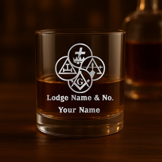 Custom York Rite Whiskey Glass