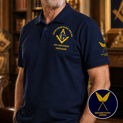 Custom Masonic Secretary Embroidered Polo Shirt