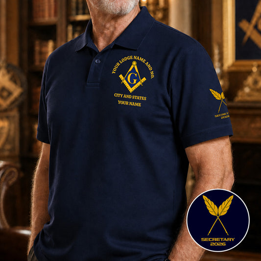 Custom Masonic Secretary Embroidered Polo Shirt