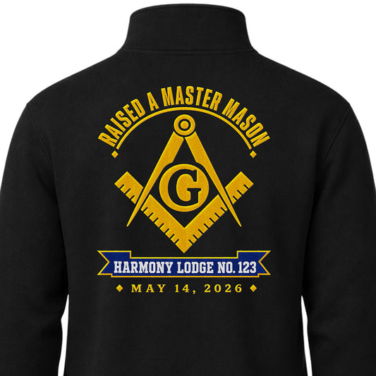Custom Master Mason Raised Date Embroidered Quarter-Zip