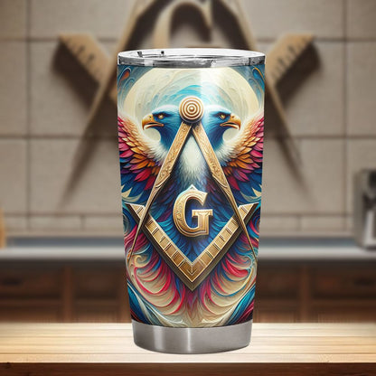 Double-Headed Eagle Square & Compass Masonic Tumbler