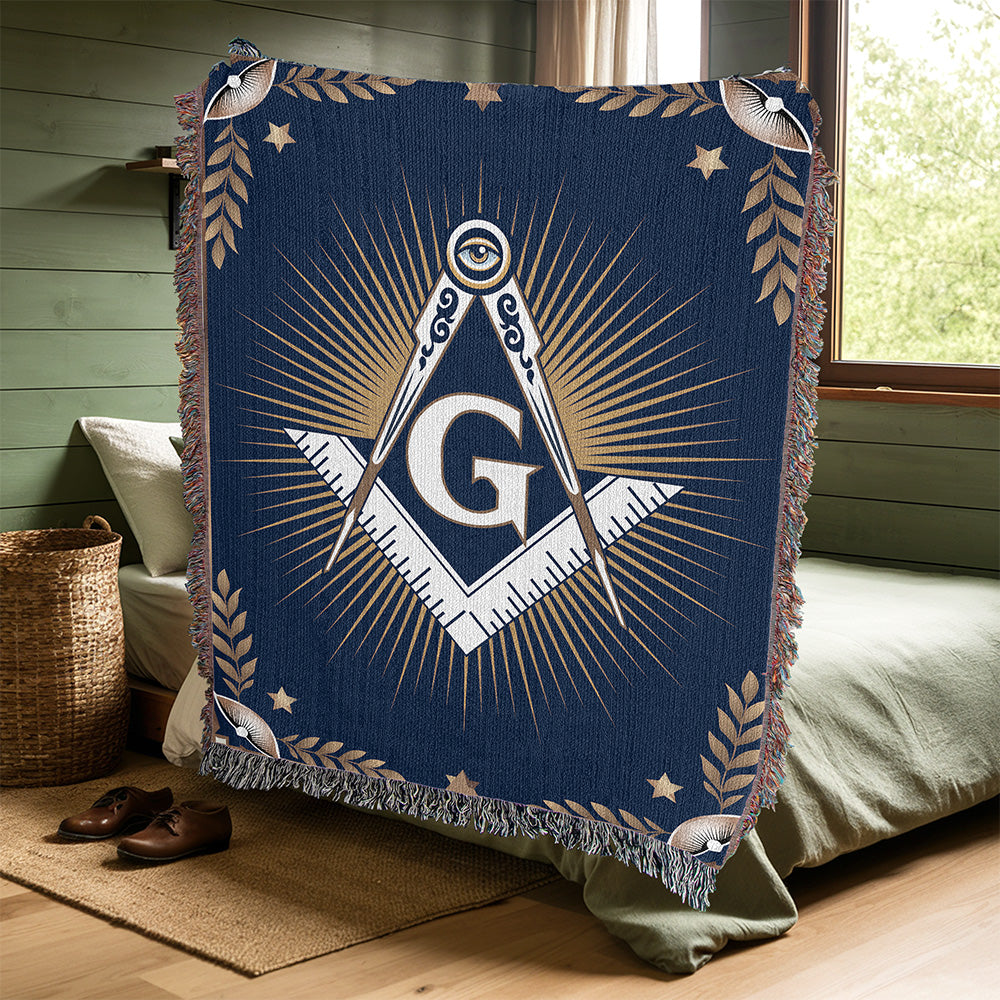 Masonic Square and Compass Heirloom Woven Blanket