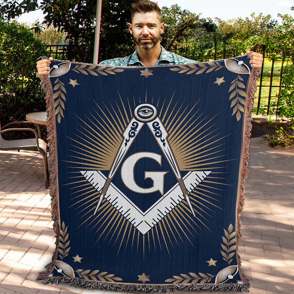 Masonic Square and Compass Heirloom Woven Blanket