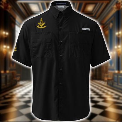 Past Master Embroidered Columbia Short Sleeve Button Shirt