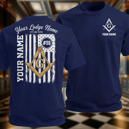 Personalized Masonic American Flag T-Shirt