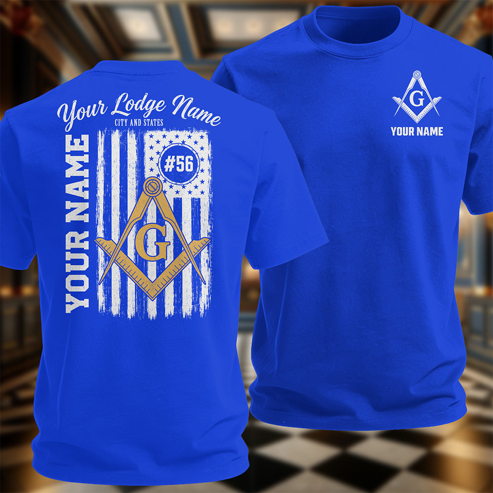 Personalized Masonic American Flag T-Shirt