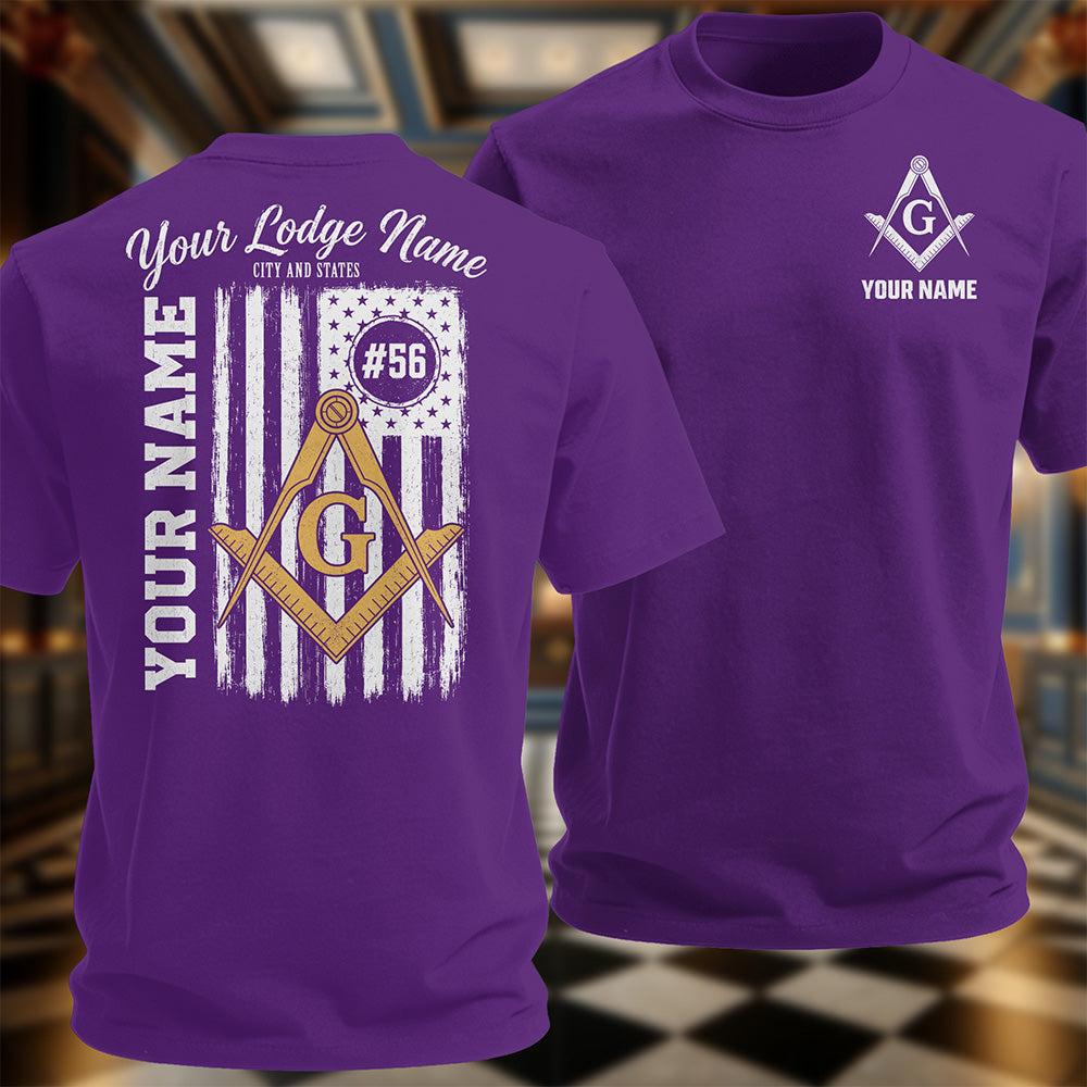 Personalized Masonic American Flag T-Shirt