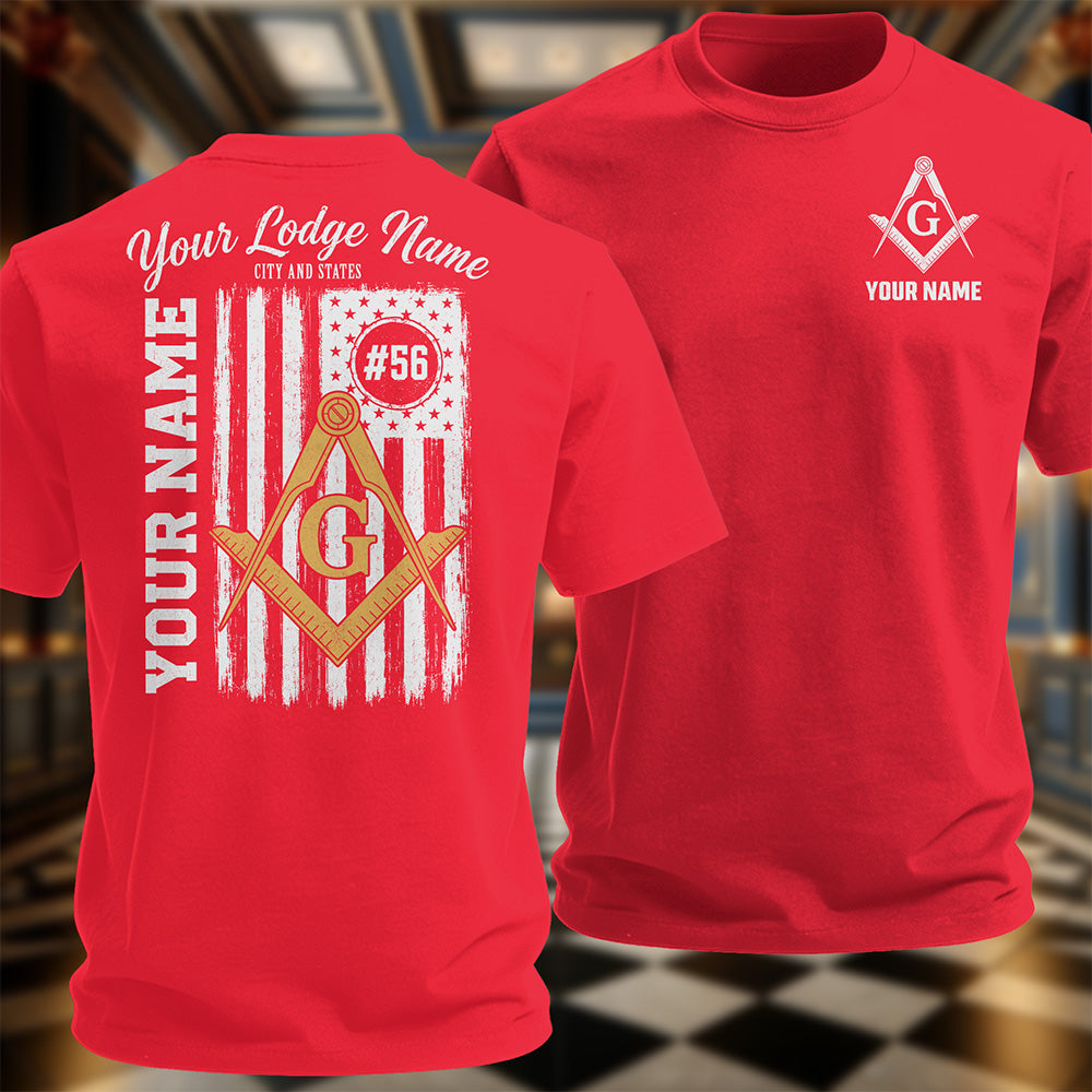Personalized Masonic American Flag T-Shirt