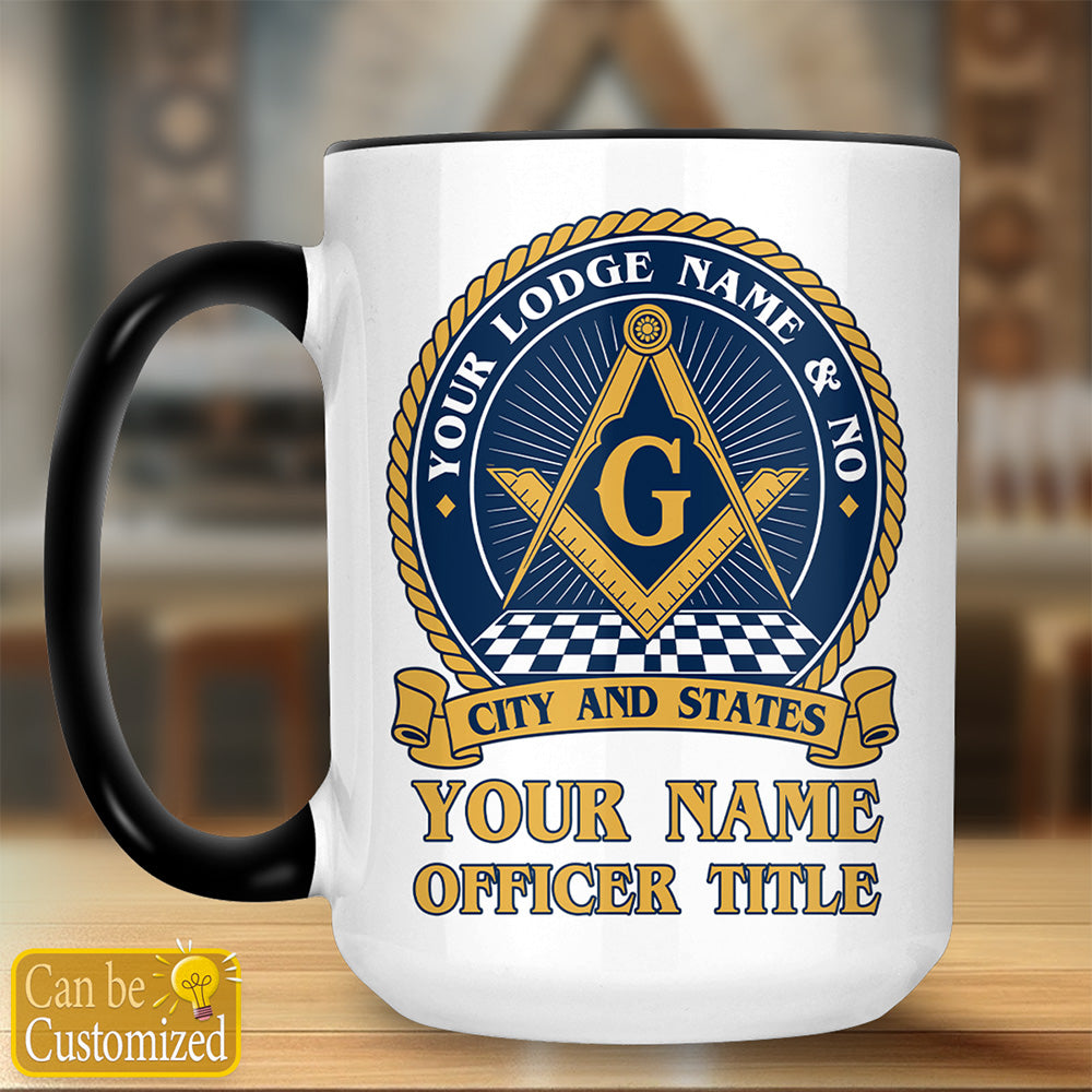 Personalized Masonic Lodge Accent Two-Tone Mug